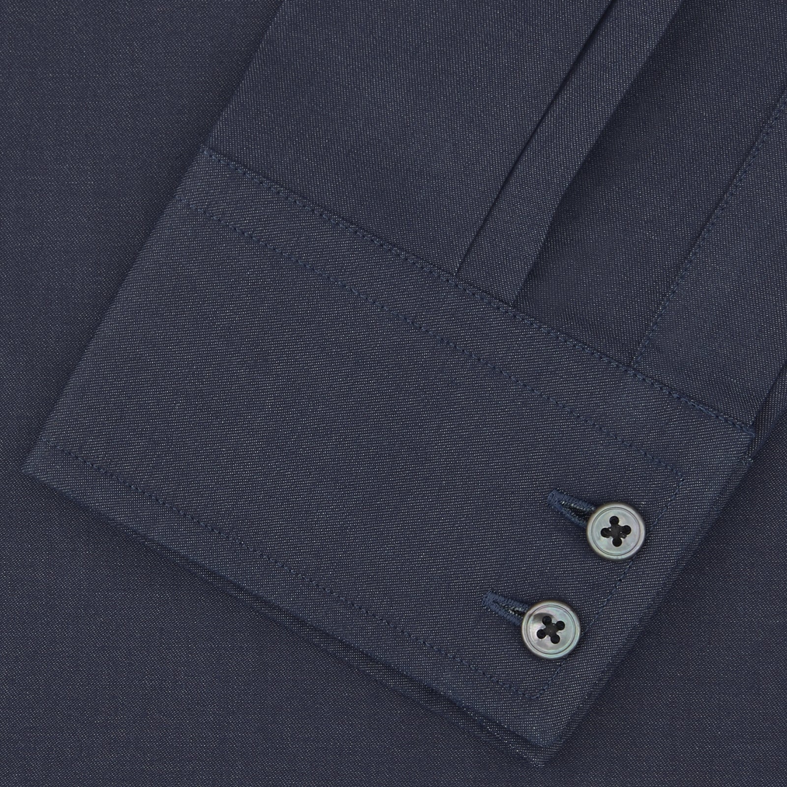 View 2 of product Tailored Fit Navy Cashmere Blend Shirt with Kent Collar and 2-Button Cuffs