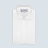 Tailored Fit White Royal Oxford Cotton Shirt with Kent Collar and 2-Button Cuffs