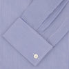 View 4 of product Tailored Fit Blue Fine Bengal Stripe Cotton Shirt with Kent Collar and Double Cuffs