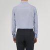 View 3 of product Tailored Fit Blue Fine Bengal Stripe Cotton Shirt with Kent Collar and Double Cuffs