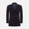View 1 of product Navy Double Breasted Velvet Smoking Jacket