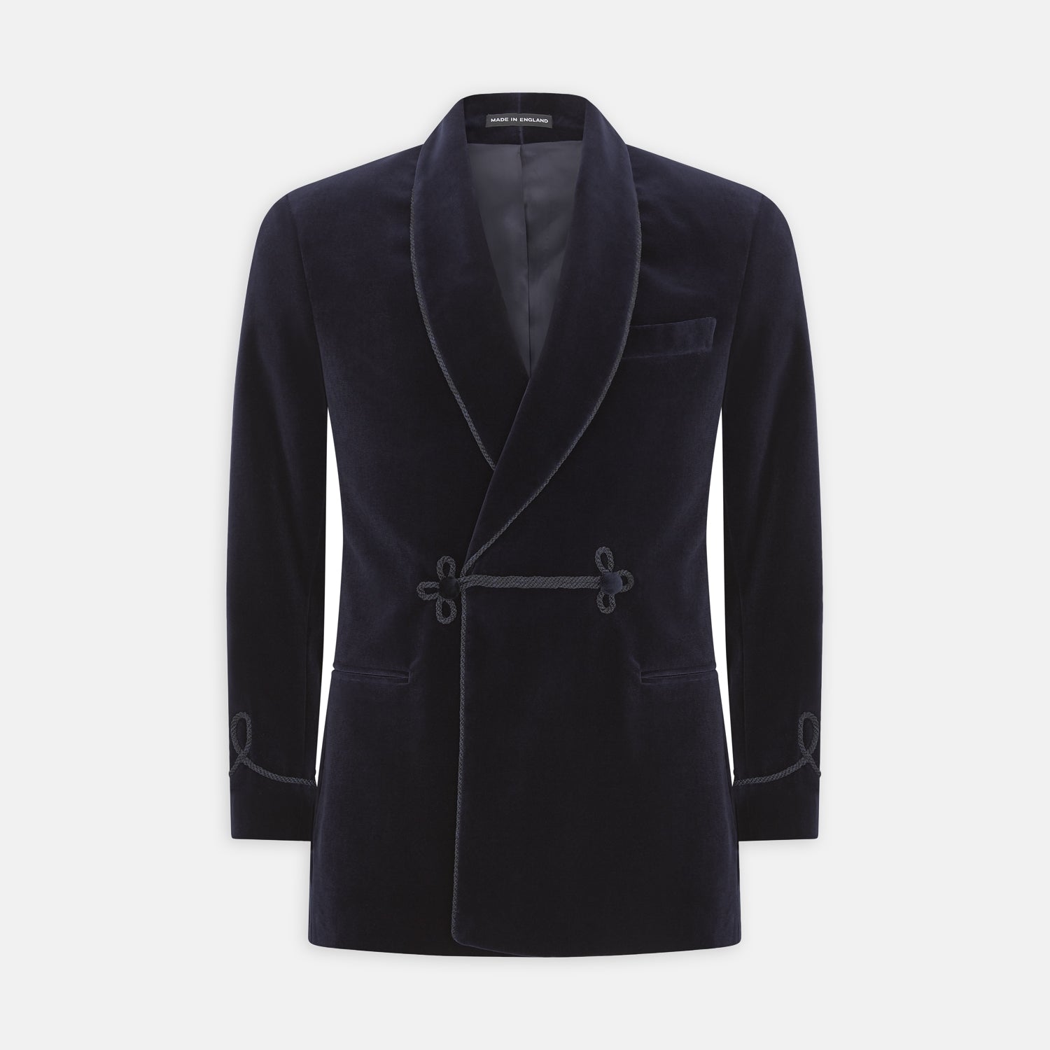 View 2 of product Navy Double Breasted Velvet Smoking Jacket
