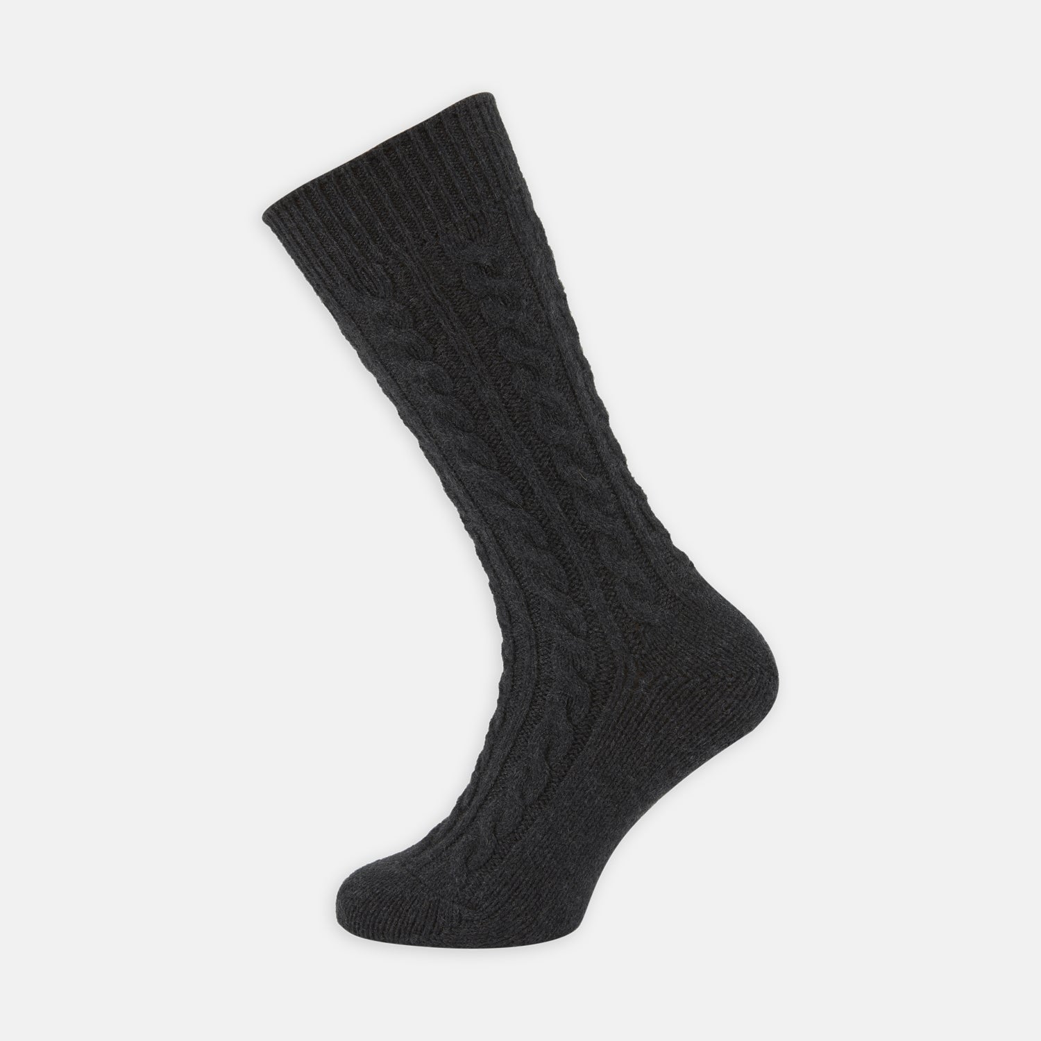 View 1 of product Charcoal Cable Knit Cashmere Socks