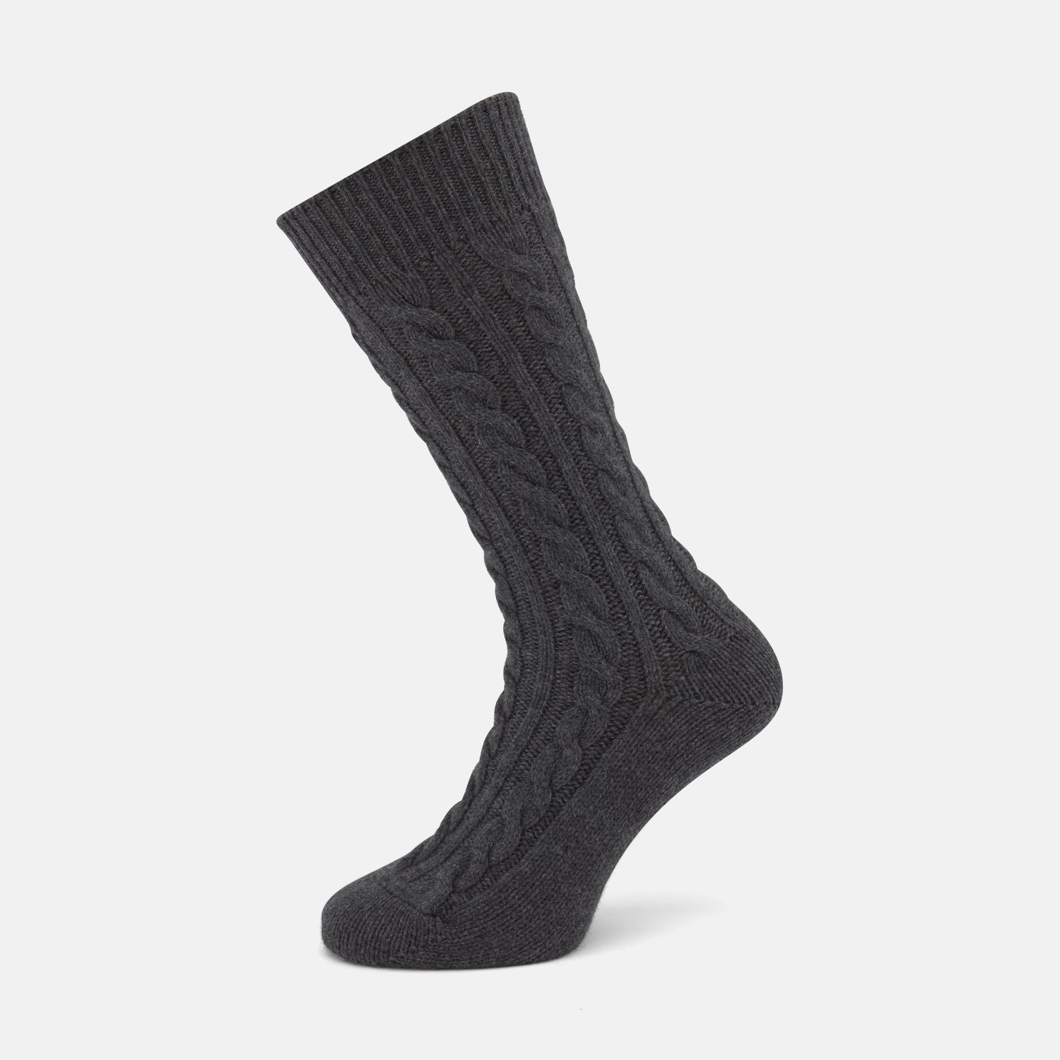 View 1 of product Dark Grey Cashmere Cable-Knit Socks