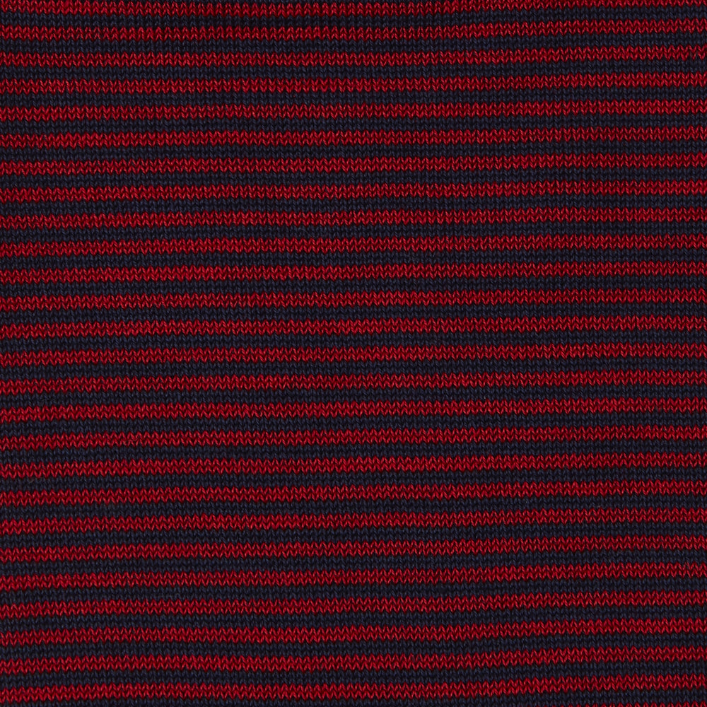 Red and Navy Stripe Cotton Mix Short Socks