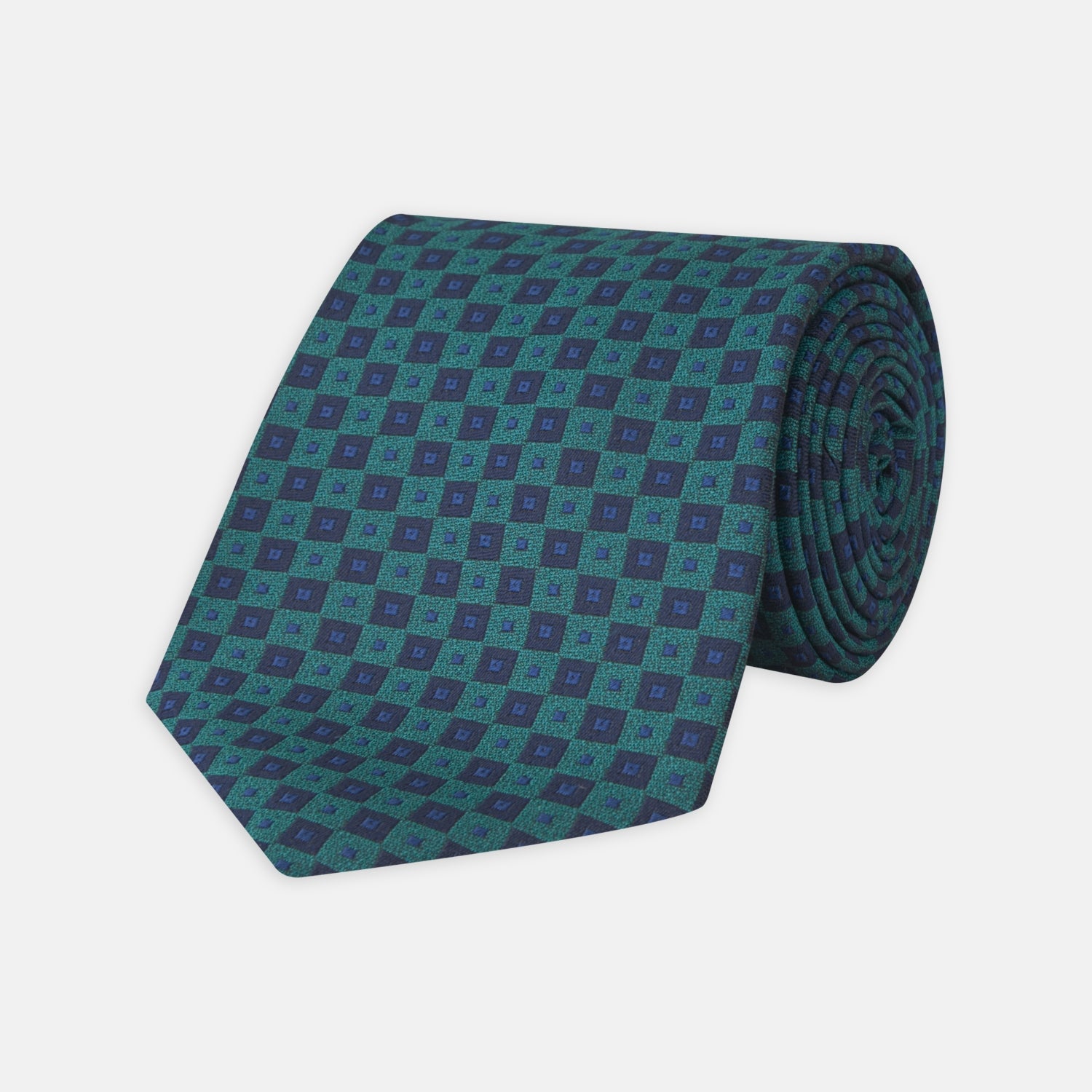 Green and Blue Tiles Silk Tie