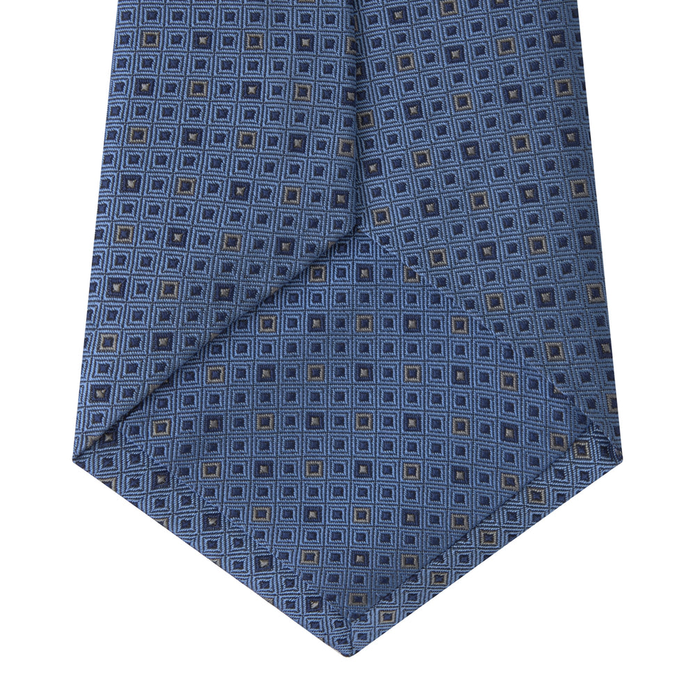 Blue and Navy Miniature Repeat Silk Tie