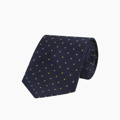 Navy and Gold Spot Lace Silk Tie Image 4