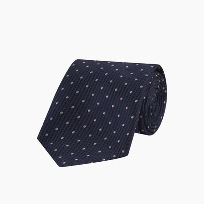 Navy and Rose Spot Lace Silk Tie Image 4