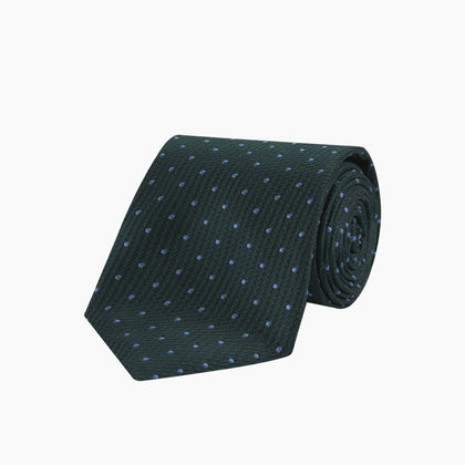 Forest Green and Blue Spot Lace Silk Tie Image 4