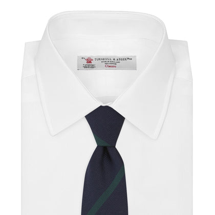 Navy and Green Blazer Stripe Repp Silk Tie Image 1