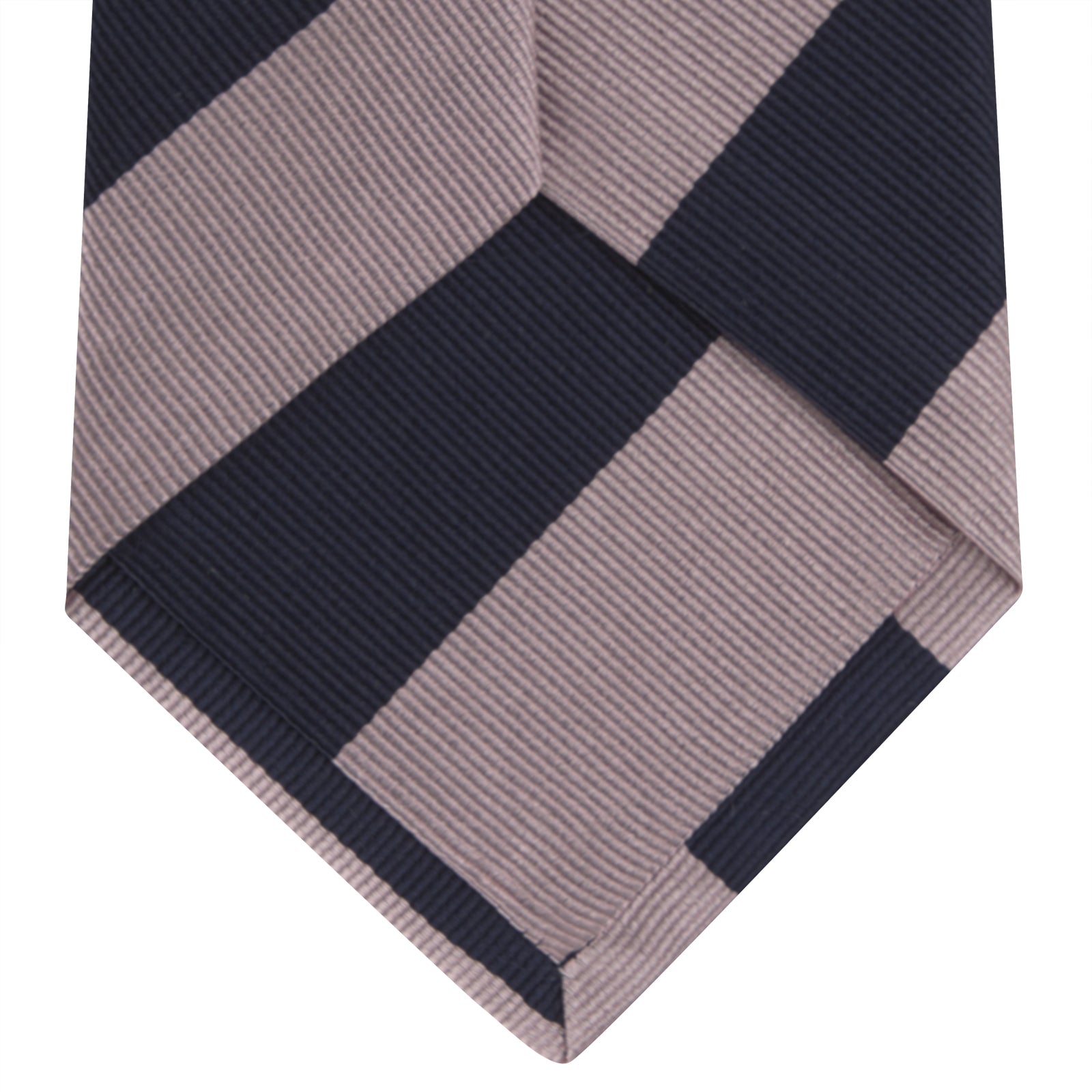 Navy and Rose Block Stripe Repp Silk Tie