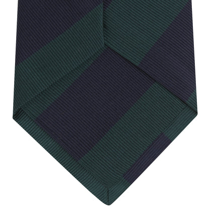 Navy and Forest Green Block Stripe Repp Silk Tie Image 3