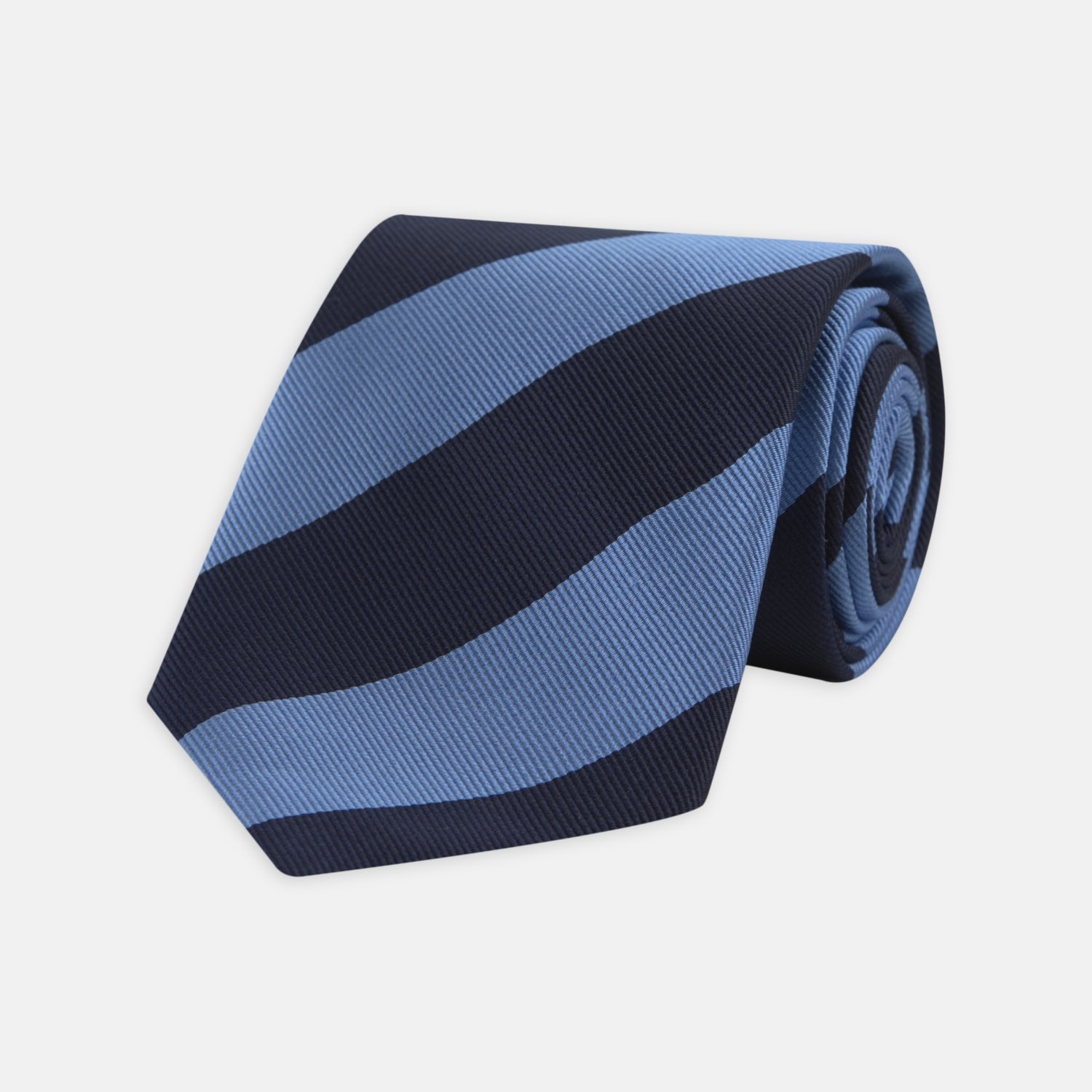 View 1 of product Navy and Blue Block Stripe Repp Silk Tie