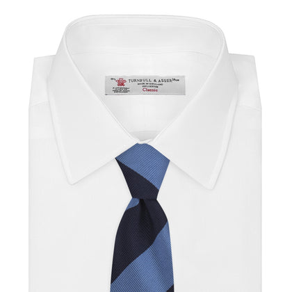 Navy and Blue Block Stripe Repp Silk Tie Image 1