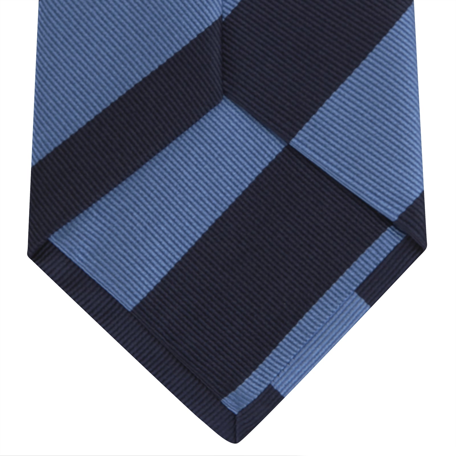 View 4 of product Navy and Blue Block Stripe Repp Silk Tie