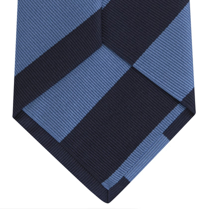 Navy and Blue Block Stripe Repp Silk Tie Image 3