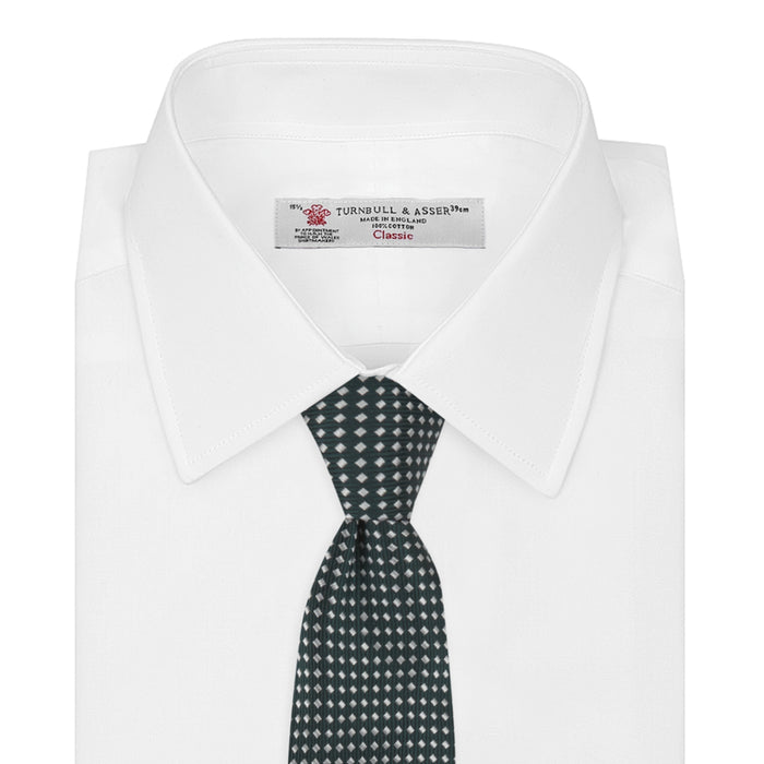 Forest Green and White Diamond Silk Tie Image 1