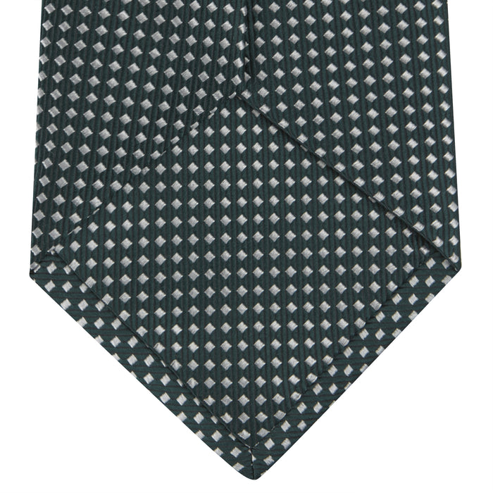 Forest Green and White Diamond Silk Tie Image 3