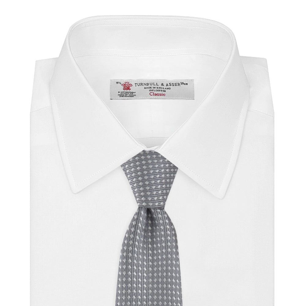 Grey and White Diamond Silk Tie