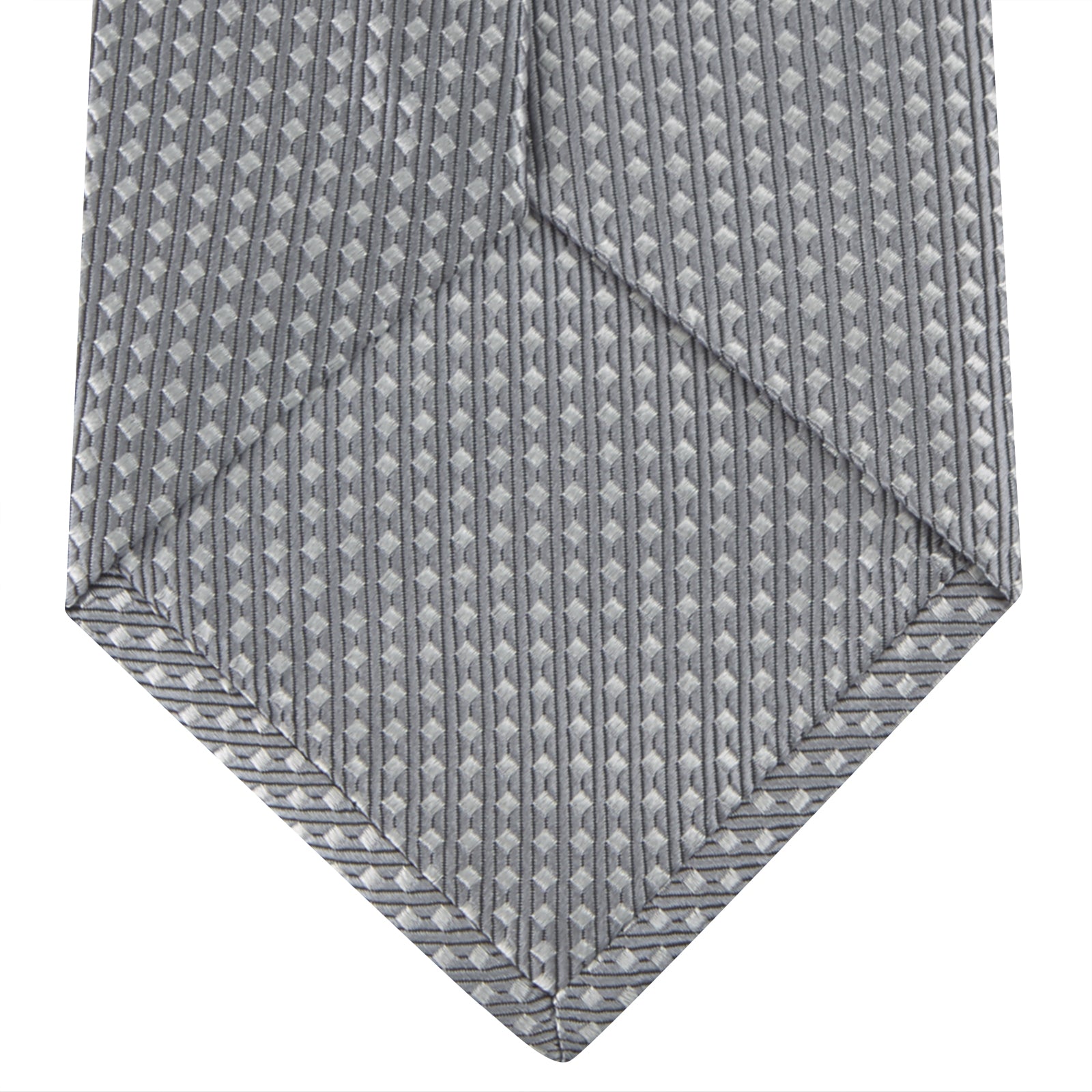 Grey and White Diamond Silk Tie