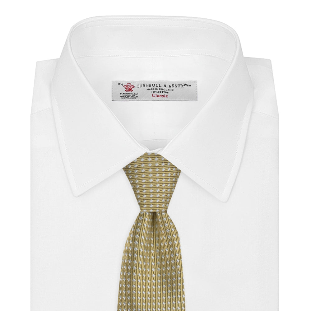 Turnbull & Asser Gold and White Diamond Silk Tie Turnbull & Asser Gold and White Diamond Silk Tie
