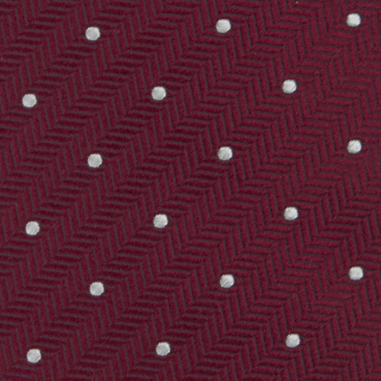 View 3 of product Burgundy and White Small Spot Herringbone Silk Tie