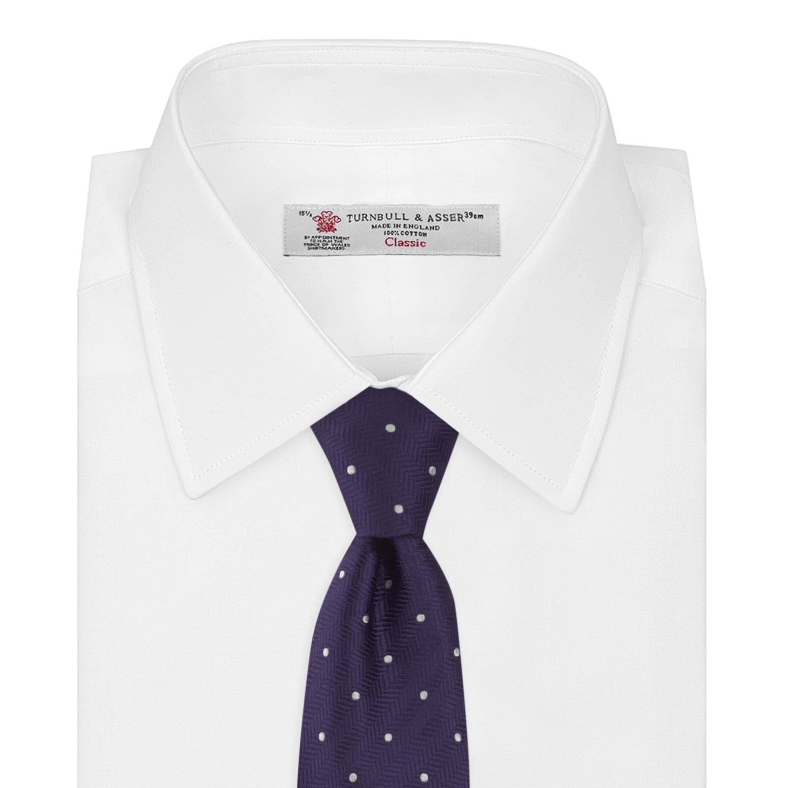 View 2 of product Plum and White Small Spot Herringbone Silk Tie