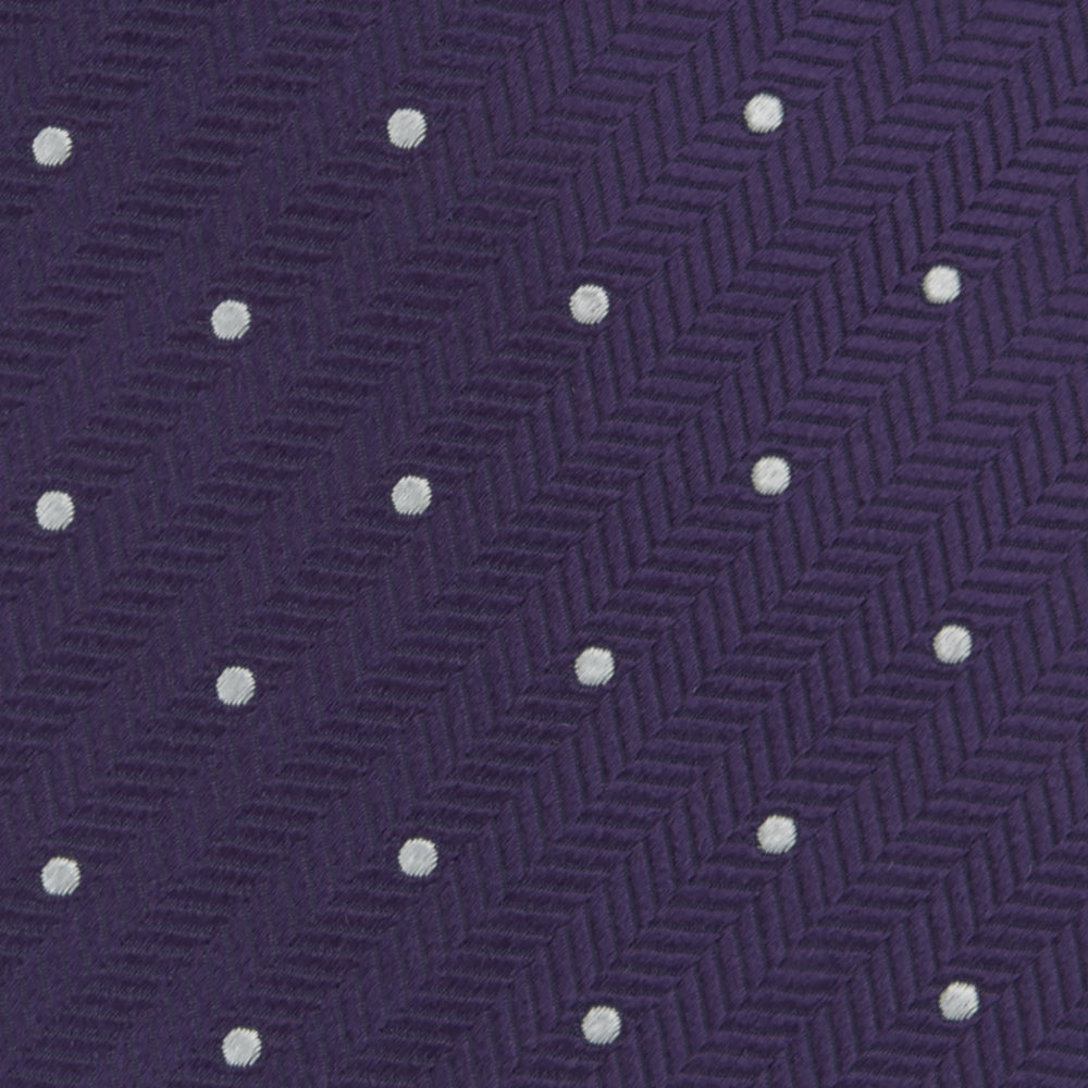 Plum and White Small Spot Herringbone Silk Tie