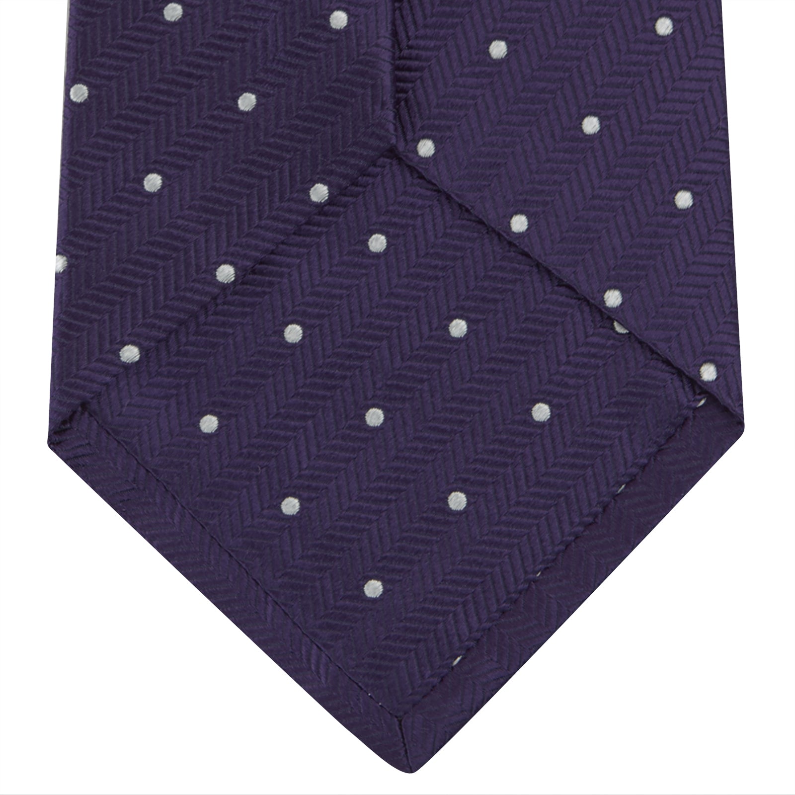 View 4 of product Plum and White Small Spot Herringbone Silk Tie