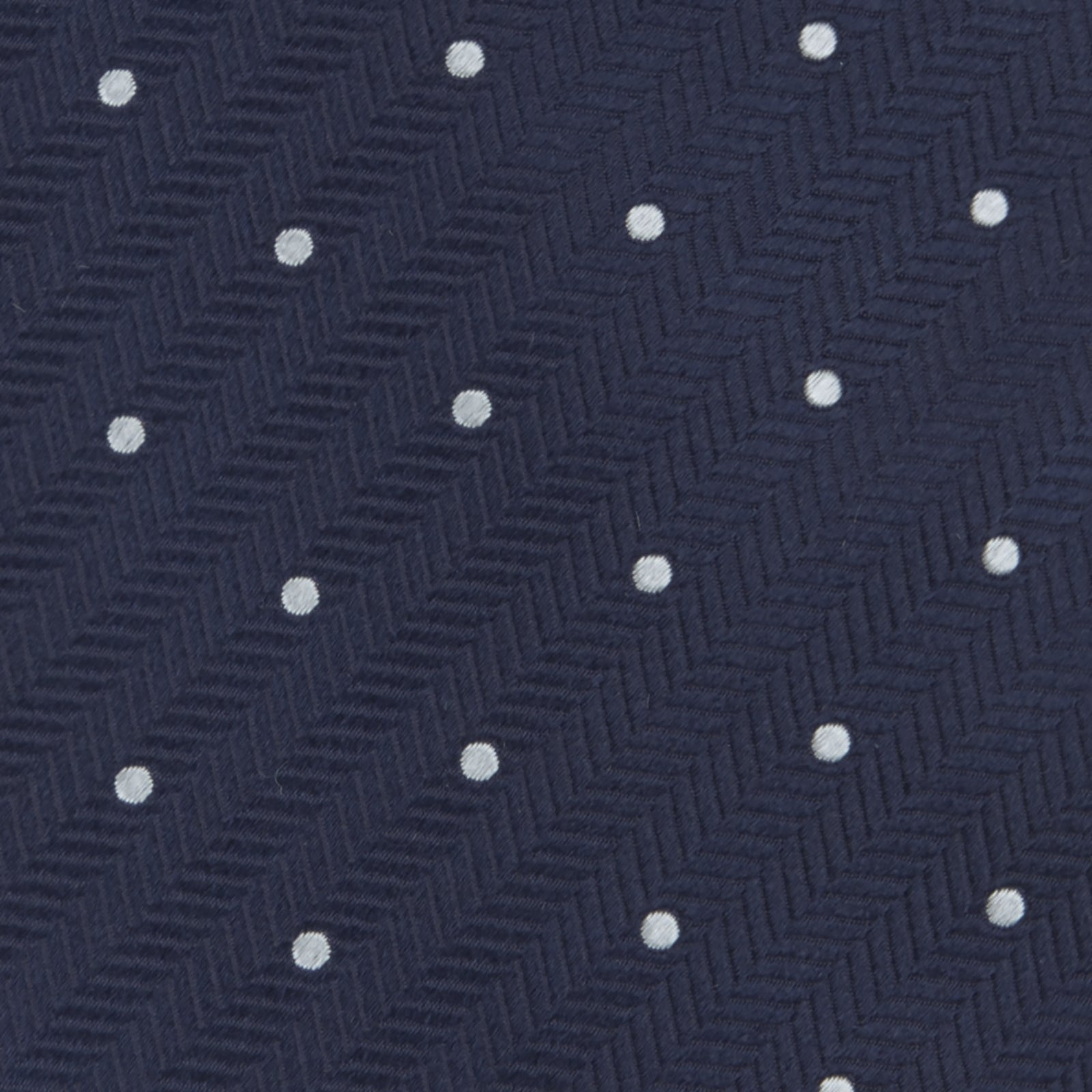 View 3 of product Navy and White Small Spot Herringbone Silk Tie