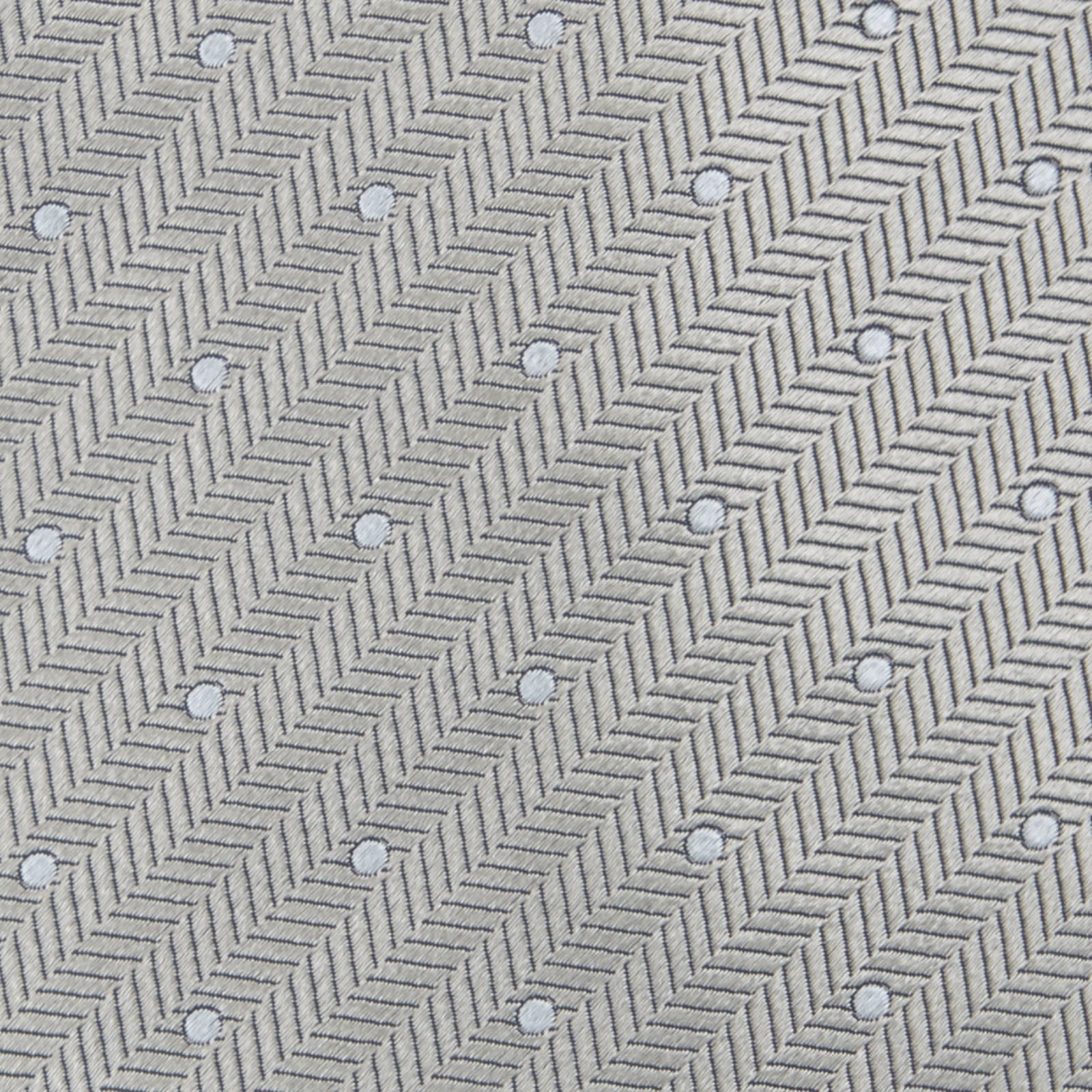 View 3 of product Silver and White Small Spot Herringbone Silk Tie