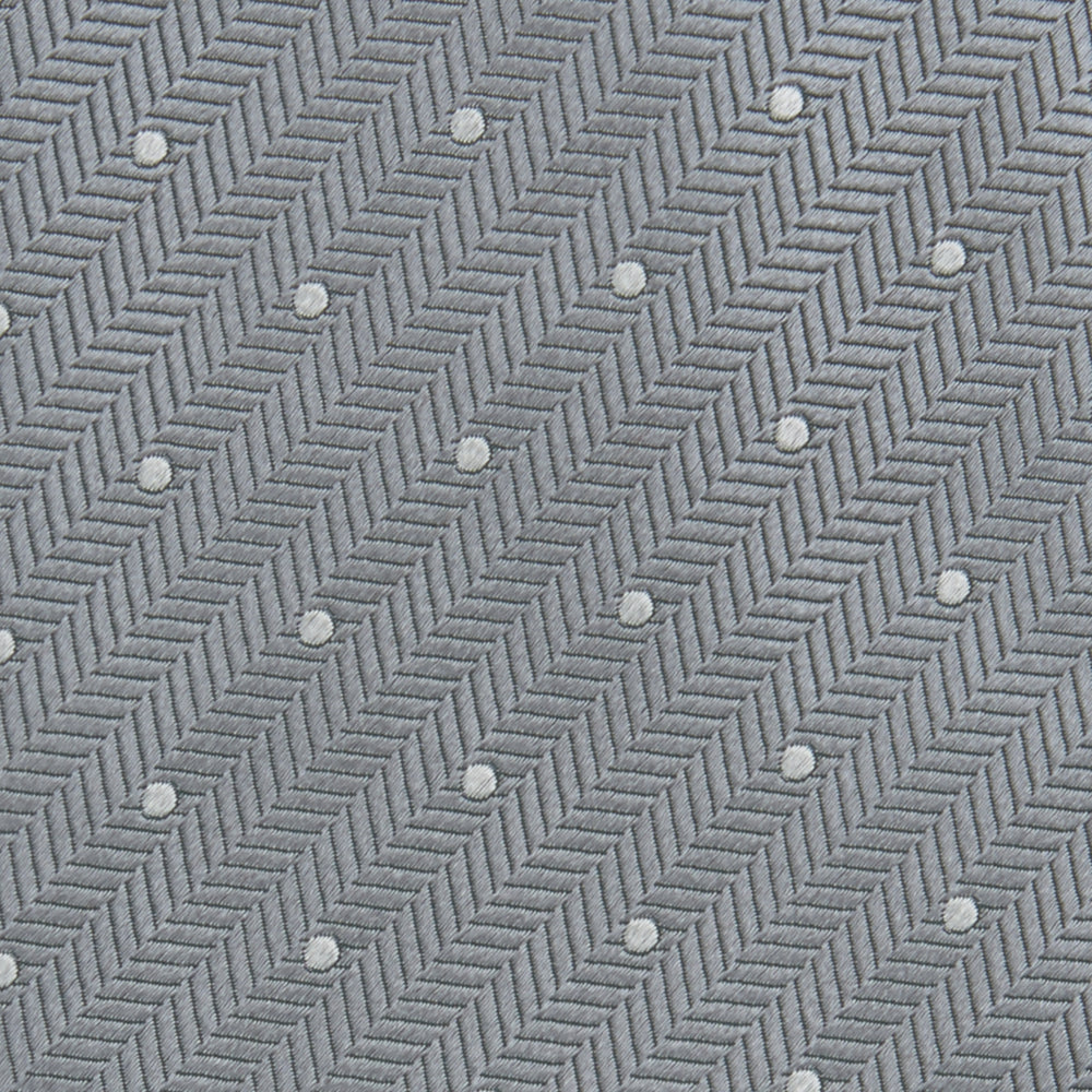 Grey and White Small Spot Herringbone Silk Tie