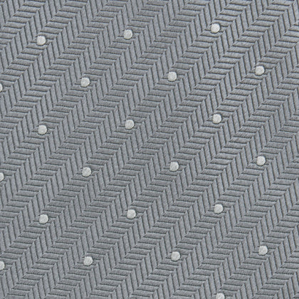 Grey and White Small Spot Herringbone Silk Tie Image 2