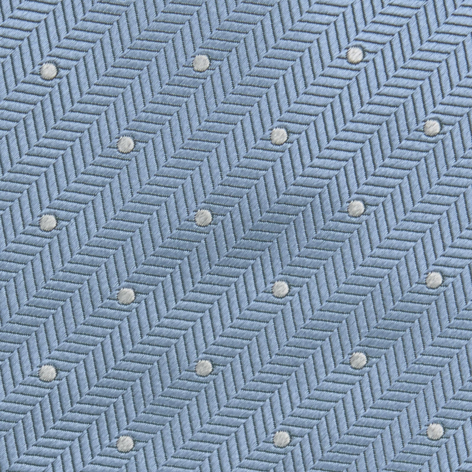 View 3 of product Ice Blue and White Small Spot Herringbone Silk Tie