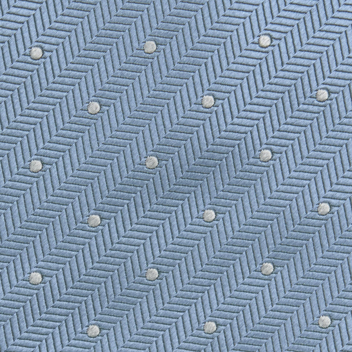 Ice Blue and White Small Spot Herringbone Silk Tie Image 2