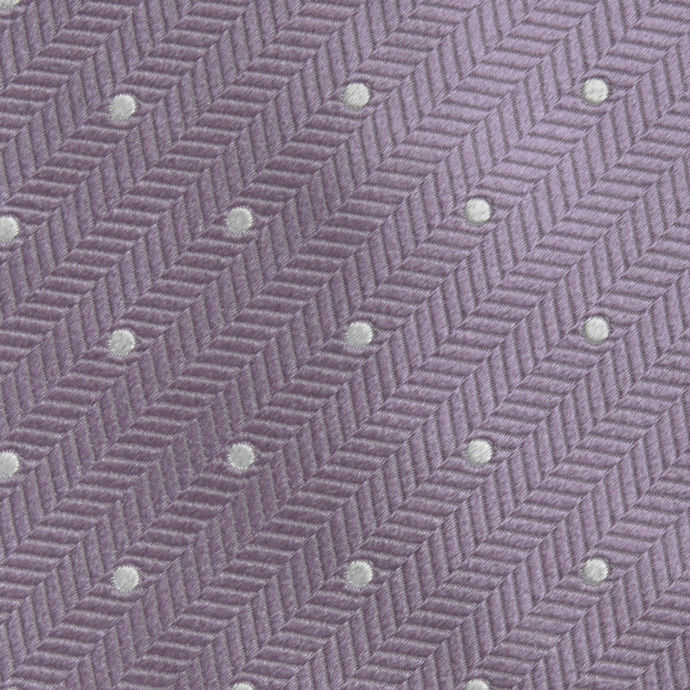 Lilac and White Small Spot Herringbone Silk Tie