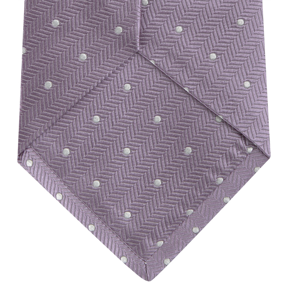 Lilac and White Small Spot Herringbone Silk Tie