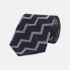 View 1 of product Navy and Rose Striped Zigzag Silk Tie