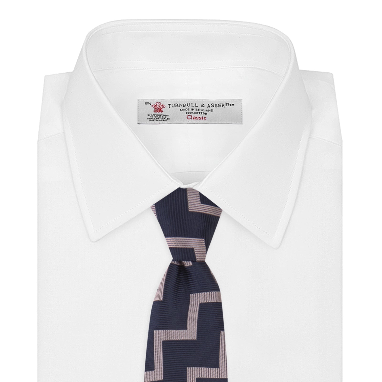 View 2 of product Navy and Rose Striped Zigzag Silk Tie