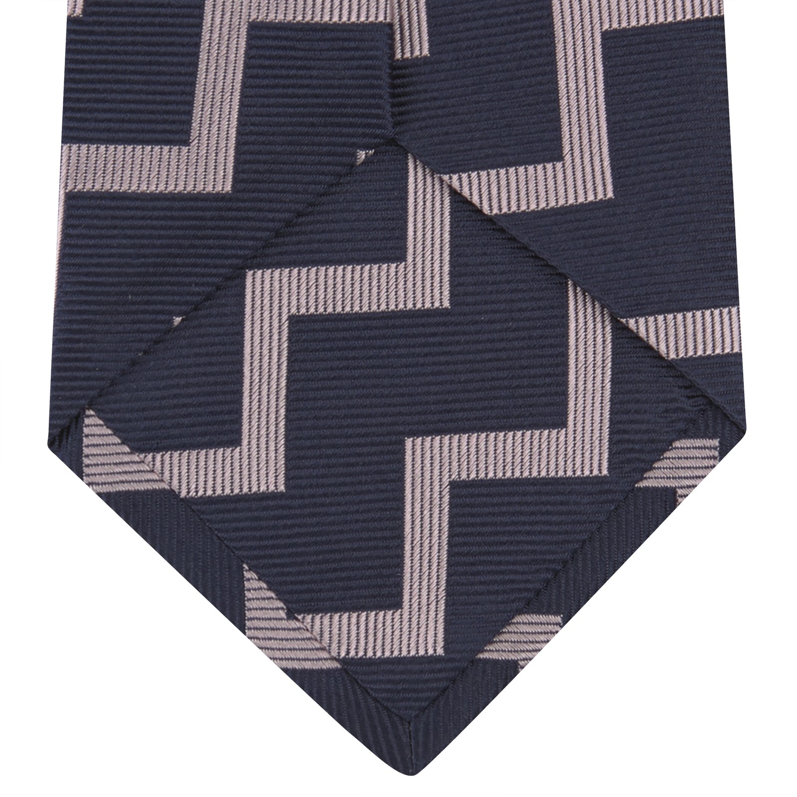 View 4 of product Navy and Rose Striped Zigzag Silk Tie
