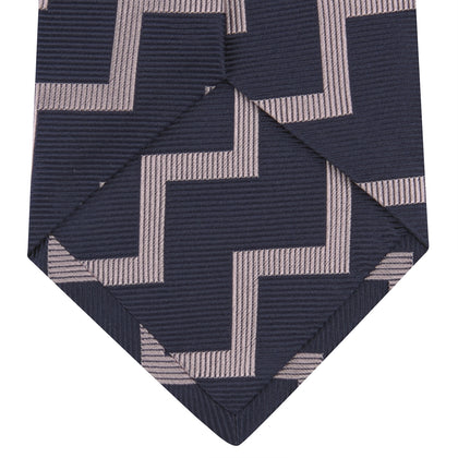 Navy and Rose Striped Zigzag Silk Tie Image 3