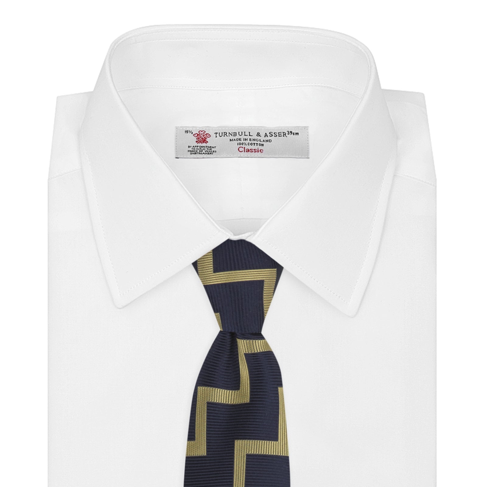 View 2 of product Navy and Gold Striped Zigzag Silk Tie