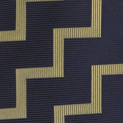 Navy and Gold Striped Zigzag Silk Tie Image 2