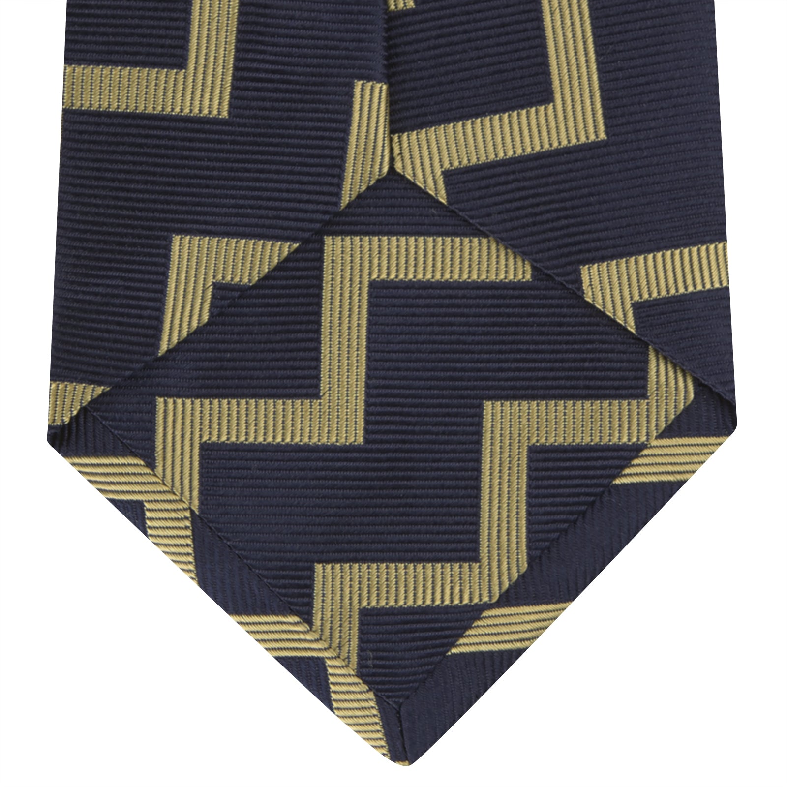 View 4 of product Navy and Gold Striped Zigzag Silk Tie