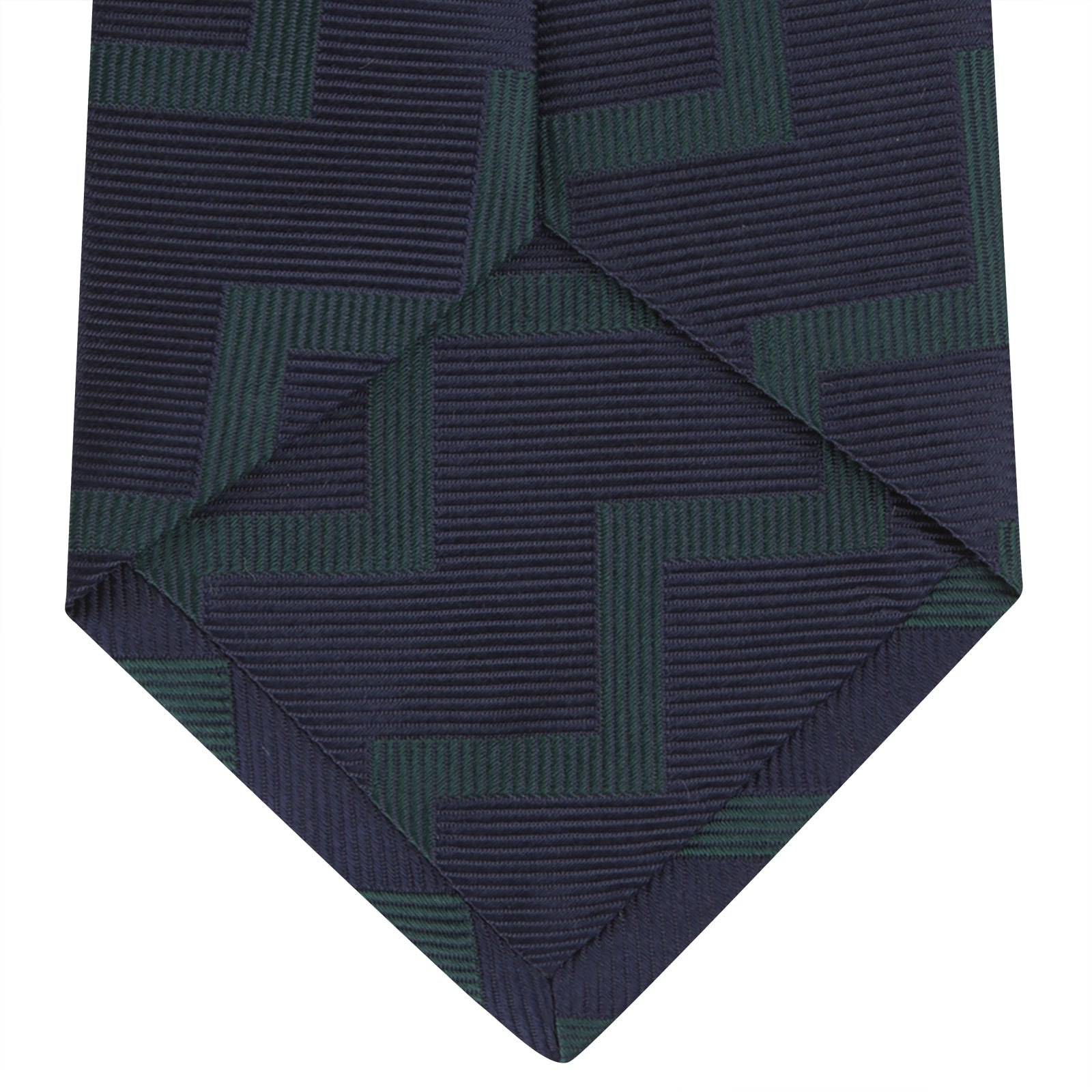 Navy and Forest Green Striped Zigzag Silk Tie