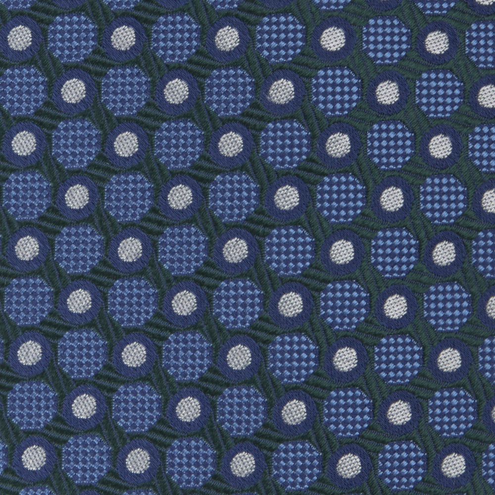 Forest Green and Blue Circle and Spot Silk Tie
