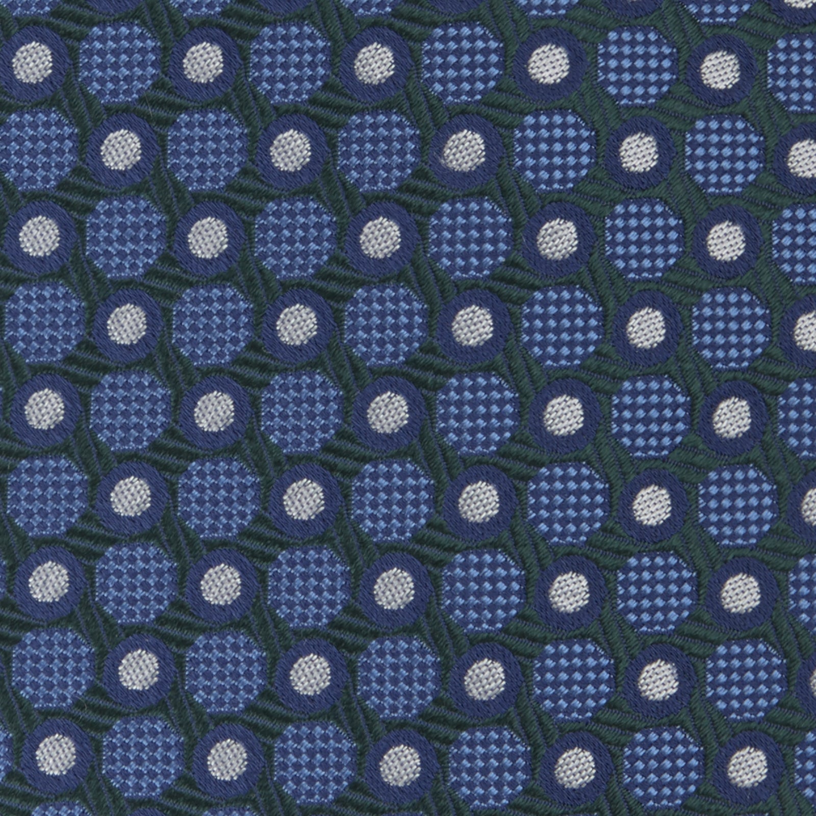 View 3 of product Forest Green and Blue Circle and Spot Silk Tie