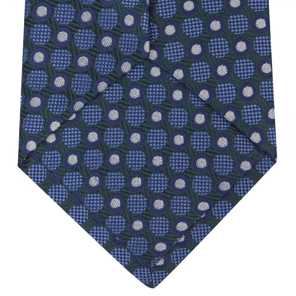 Forest Green and Blue Circle and Spot Silk Tie