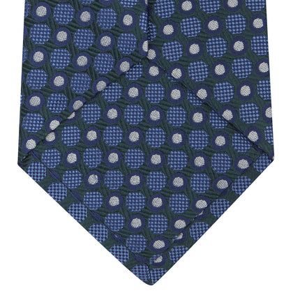 Forest Green and Blue Circle and Spot Silk Tie Image 3